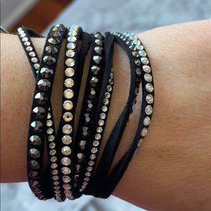 COPY - Swarovski leather and crystal bracelet